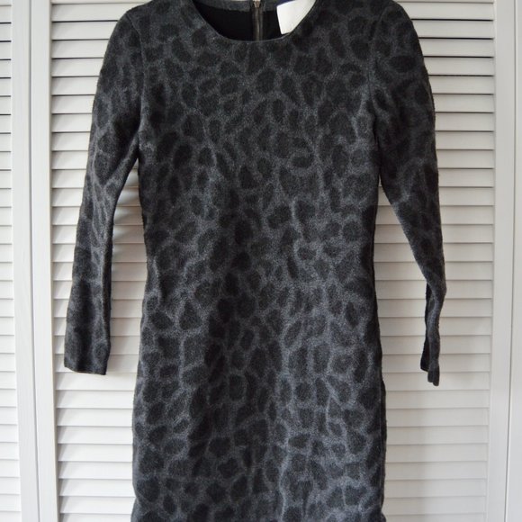 3.1 Phillip Lim Wool Leopard Print Mini Dress | Size Medium - Picture 2 of 6